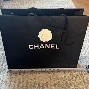 CHANEL Black and White Camellia Shopping Bag